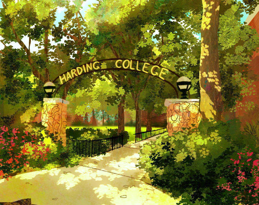 This is an illustration of the Harding College arch.