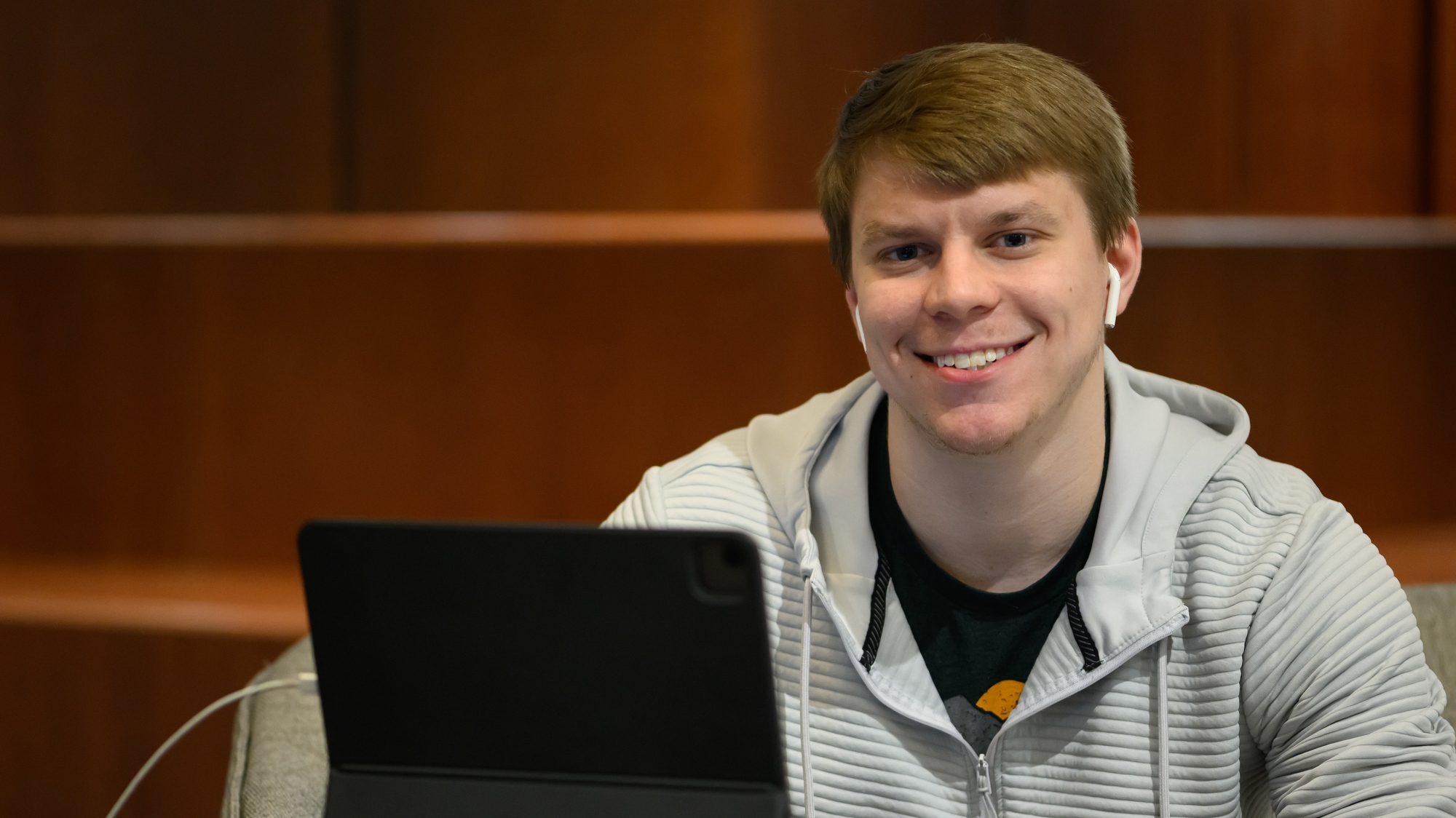 Male student with headphones