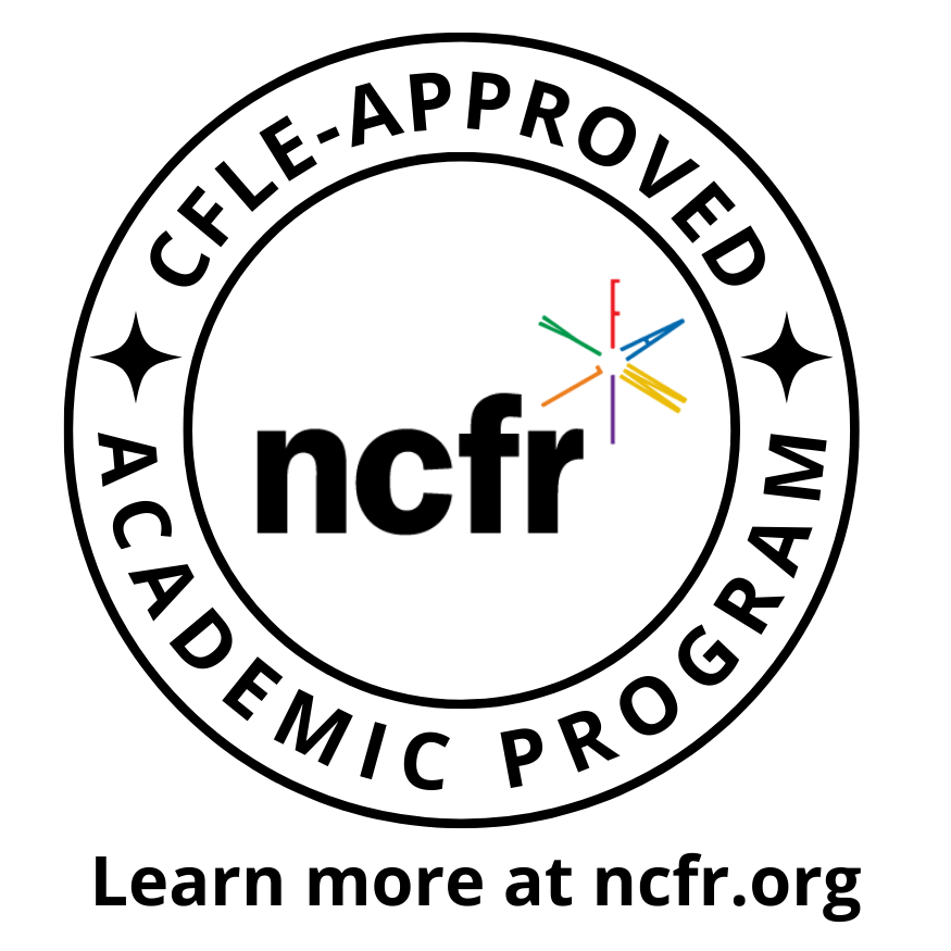 Logo reads: NCFR, CFLE-Approved academic program. Learn more at ncfr.org.