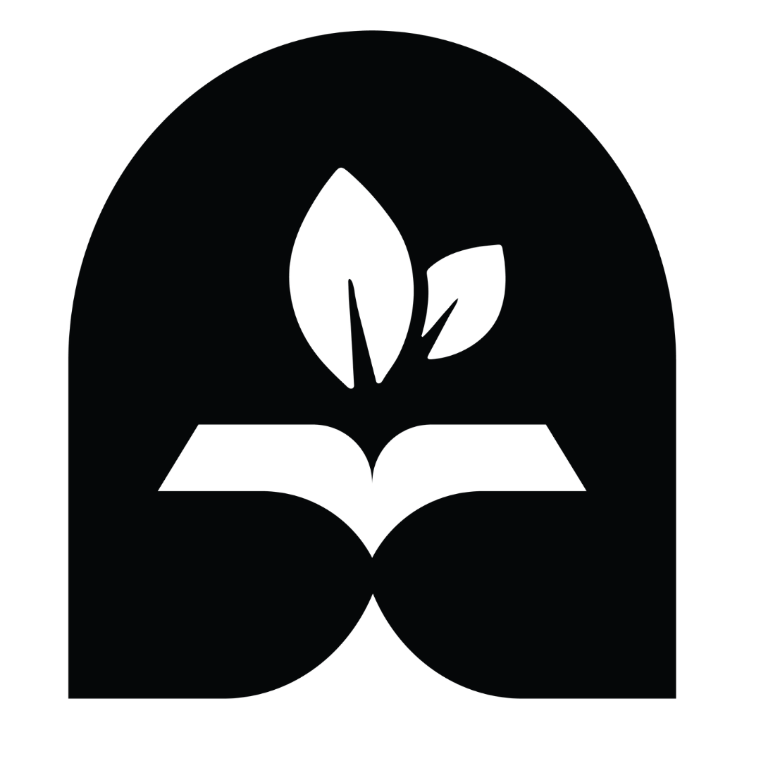 Logo for Family and Youth Ministry Workshop, showing two leaves above an open book