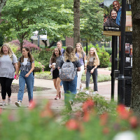 students walking to class